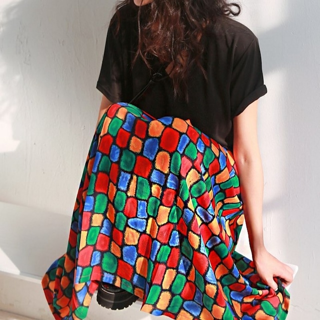 シフォンチェック柄スカート 10157