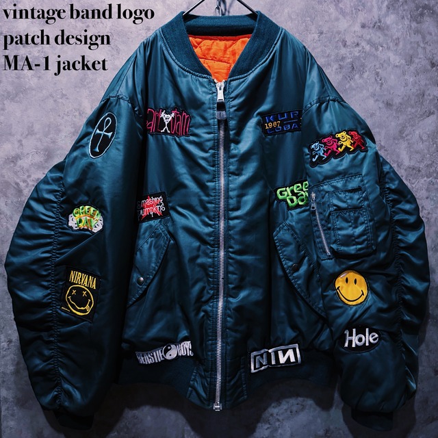 【doppio】vintage band logo patch design MA-1 jacket