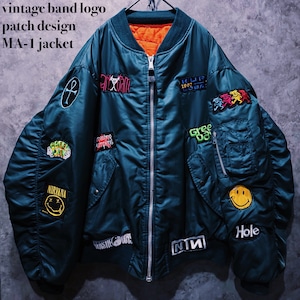 【doppio】vintage band logo patch design MA-1 jacket
