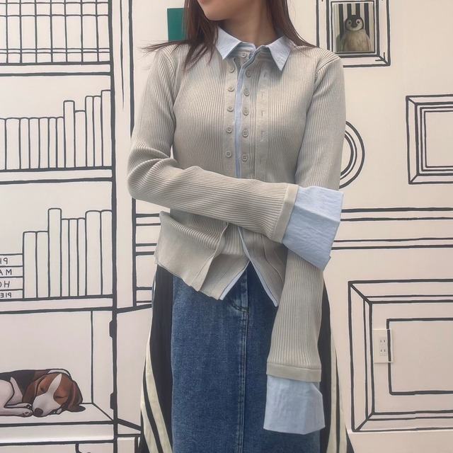 シャツドッキングニットカーディガン