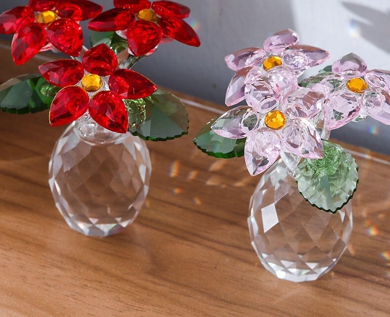 カラフルなクリスタルフラワーの装飾オブジェ 置物 | Russel 海外