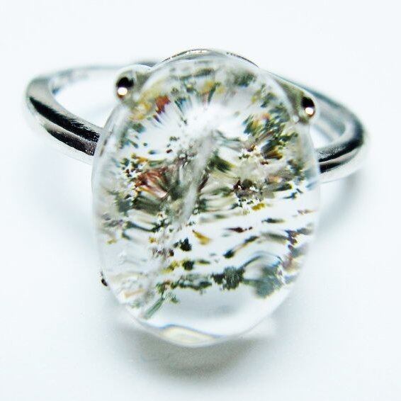 ガーデンクォーツ 指輪 ガーデン水晶 リング フリーサイズ 15号 一点物 メール便可 [M便 1/20] 115-6984