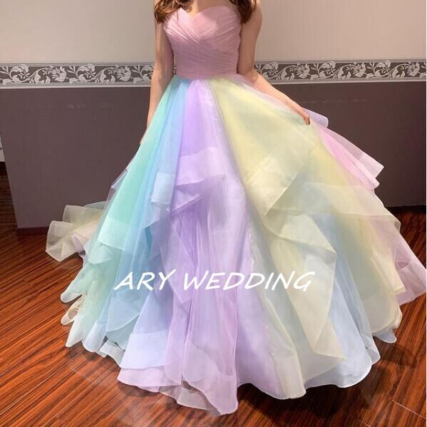 豪華！カラードレス レインボースカート ベアトップ 可愛い プリンセス  