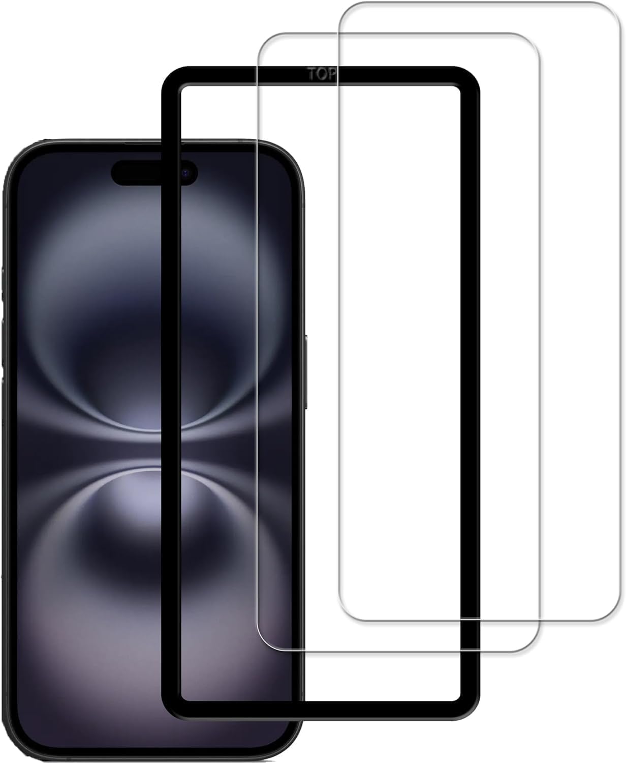 KPNS 日本素材製 iphone16 用 高透過率 いphone16 ガラスフィルム 強化ガラス 簡単貼り付け アイフォン16 保護フィルム【2枚セット】ガイド枠付き