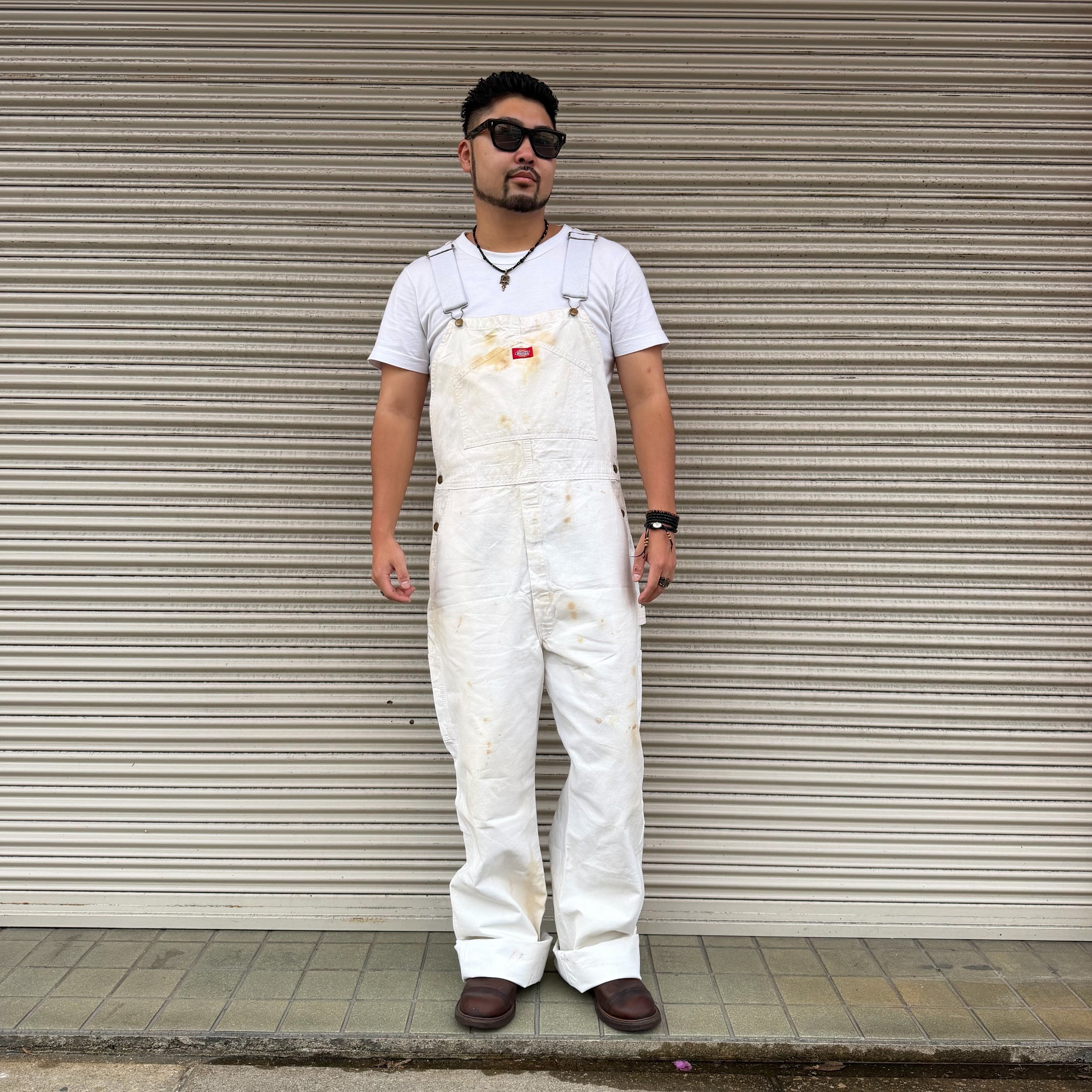 90s Dickies ペインター オーバーオール ワークパンツ ホワイト
