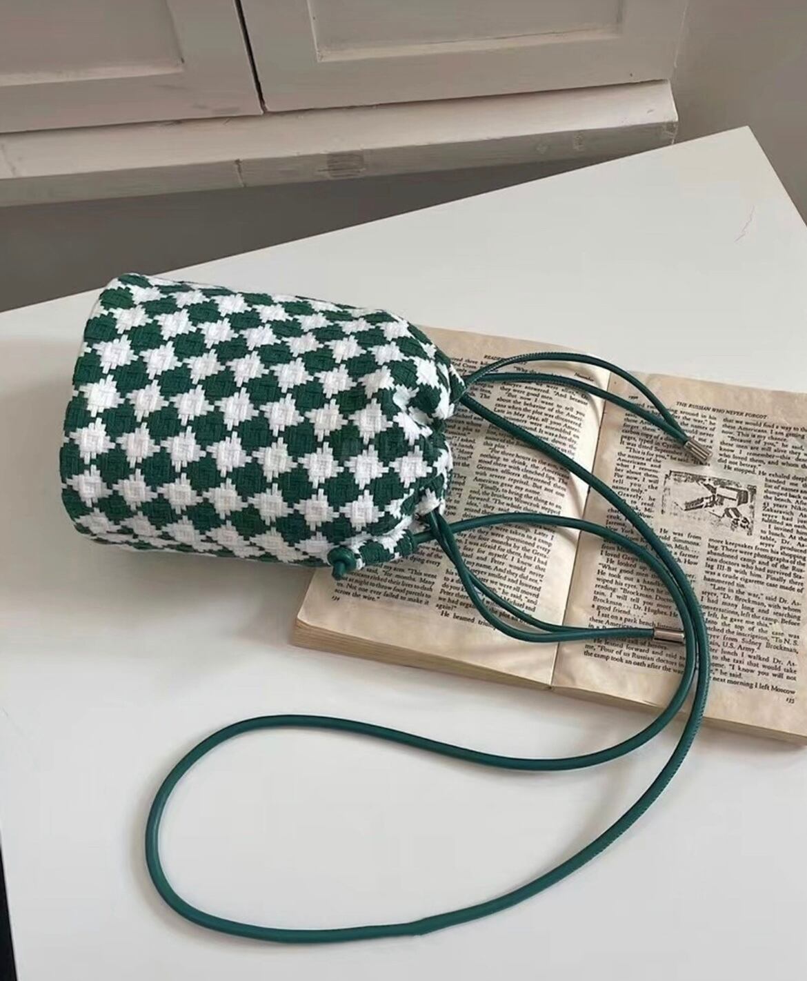 5color / チェッカーデザイン巾着バッグ