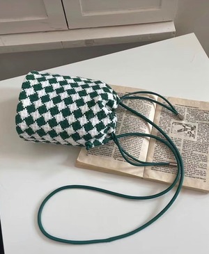 5color / チェッカーデザイン巾着バッグ