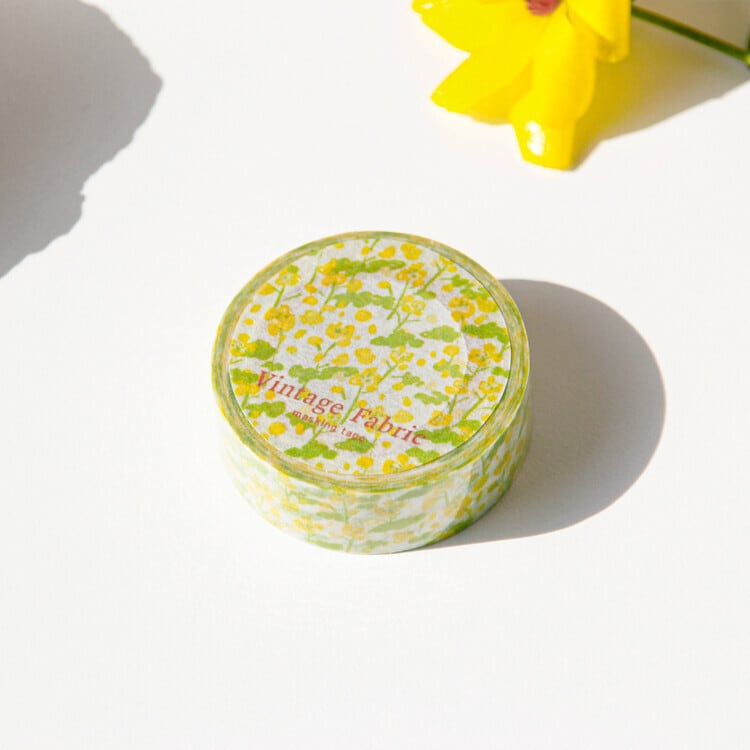 BOKI】マスキングテープ Vintage Fabric Masking Tape [Canola Flower