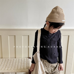 秋ビッグ蝶結びリブTシャツ