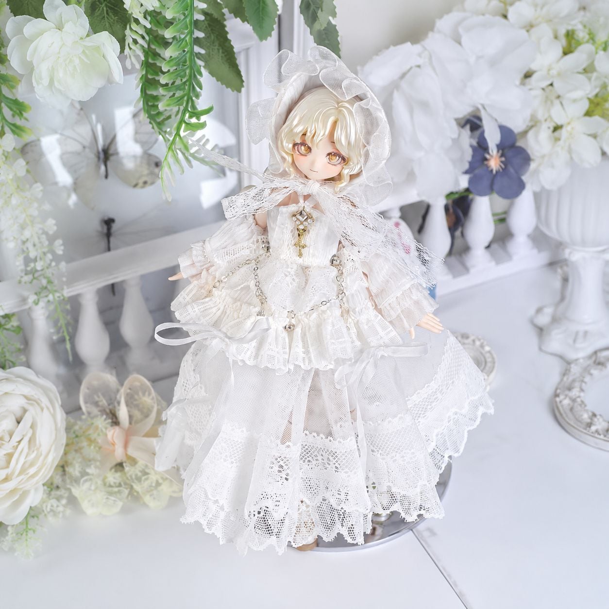 ブラインドドール アウトフィット ドール服 ドレス 花嫁 純白 1/12 1/8