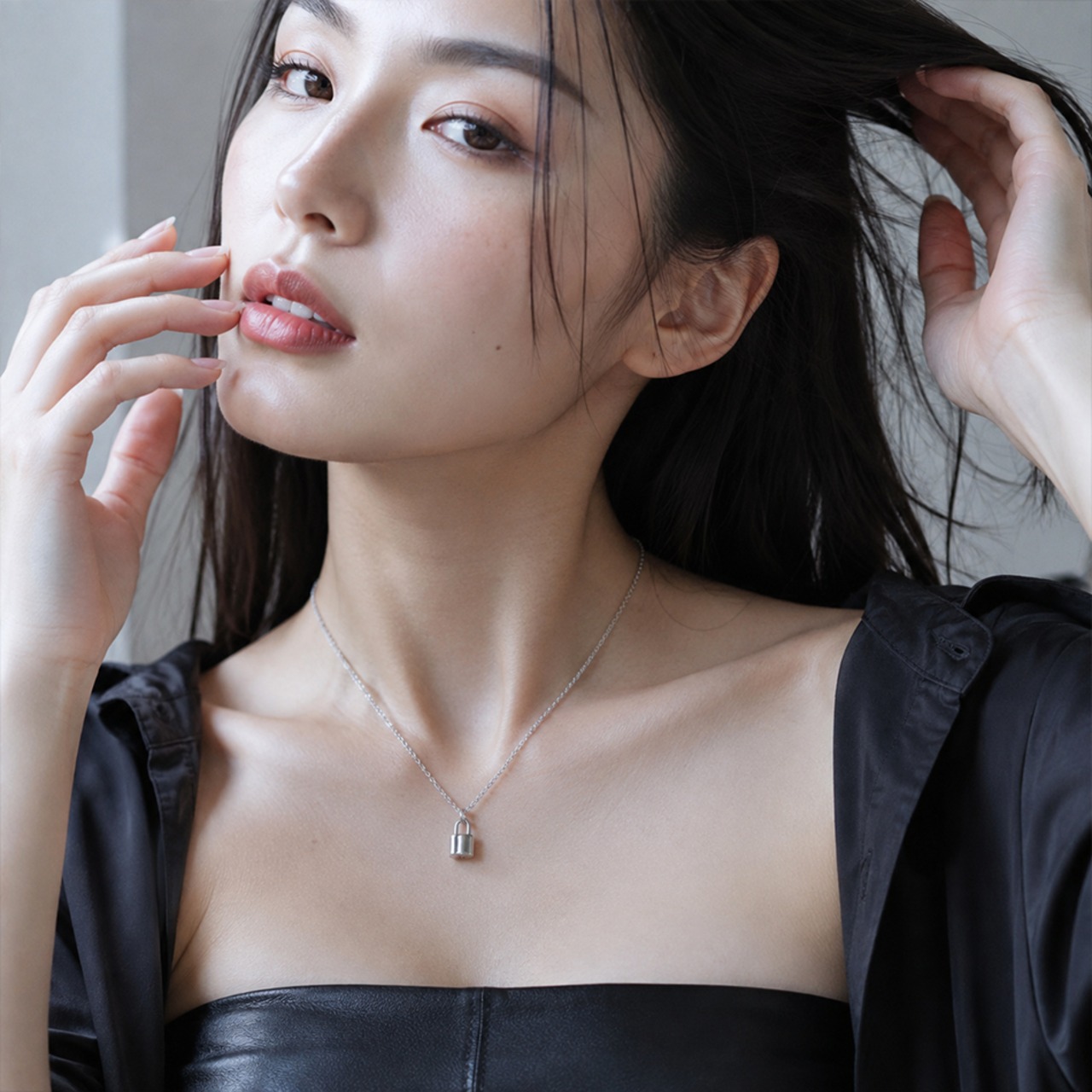 ステンレスパドロックネックレス (Sサイズ)