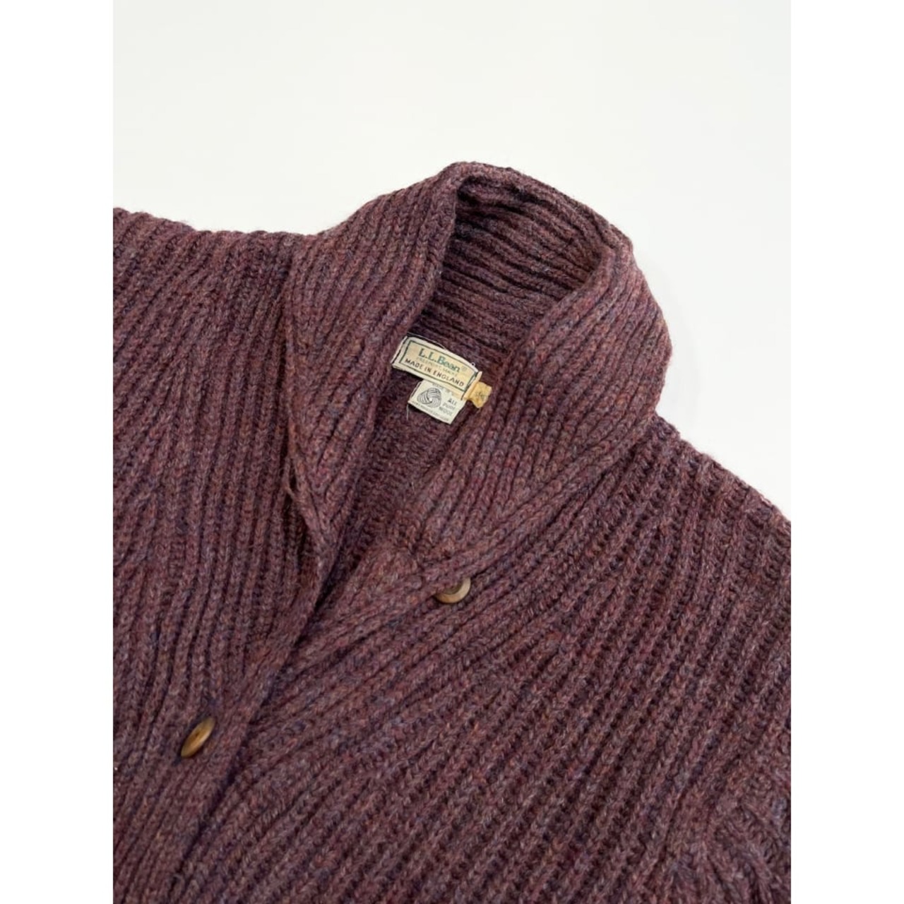 80s L.L.Bean SHAWL COLLAR CARDIGAN MADE IN ENGLAND  Size M程