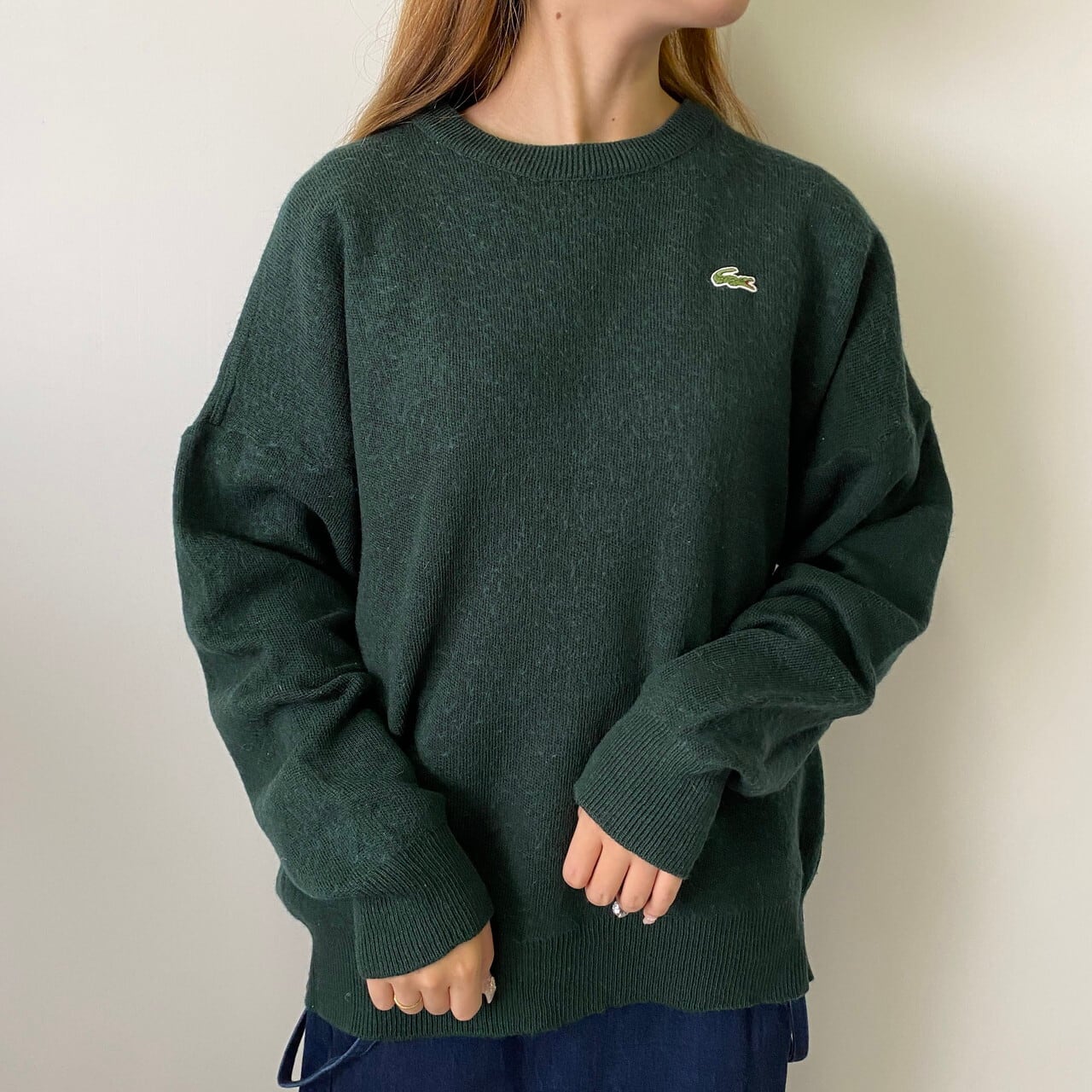 フランス製 80年代 LACOSTE フレンチラコステ ウール×アクリル ニット 