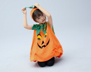 ハロウィン にオススメ♪ ワンピース ドレス 子供 キッズ ベビー ユニセックス コスプレ 衣装 仮装 帽子 セット パーティー かぼちゃ パンプキン 柄 