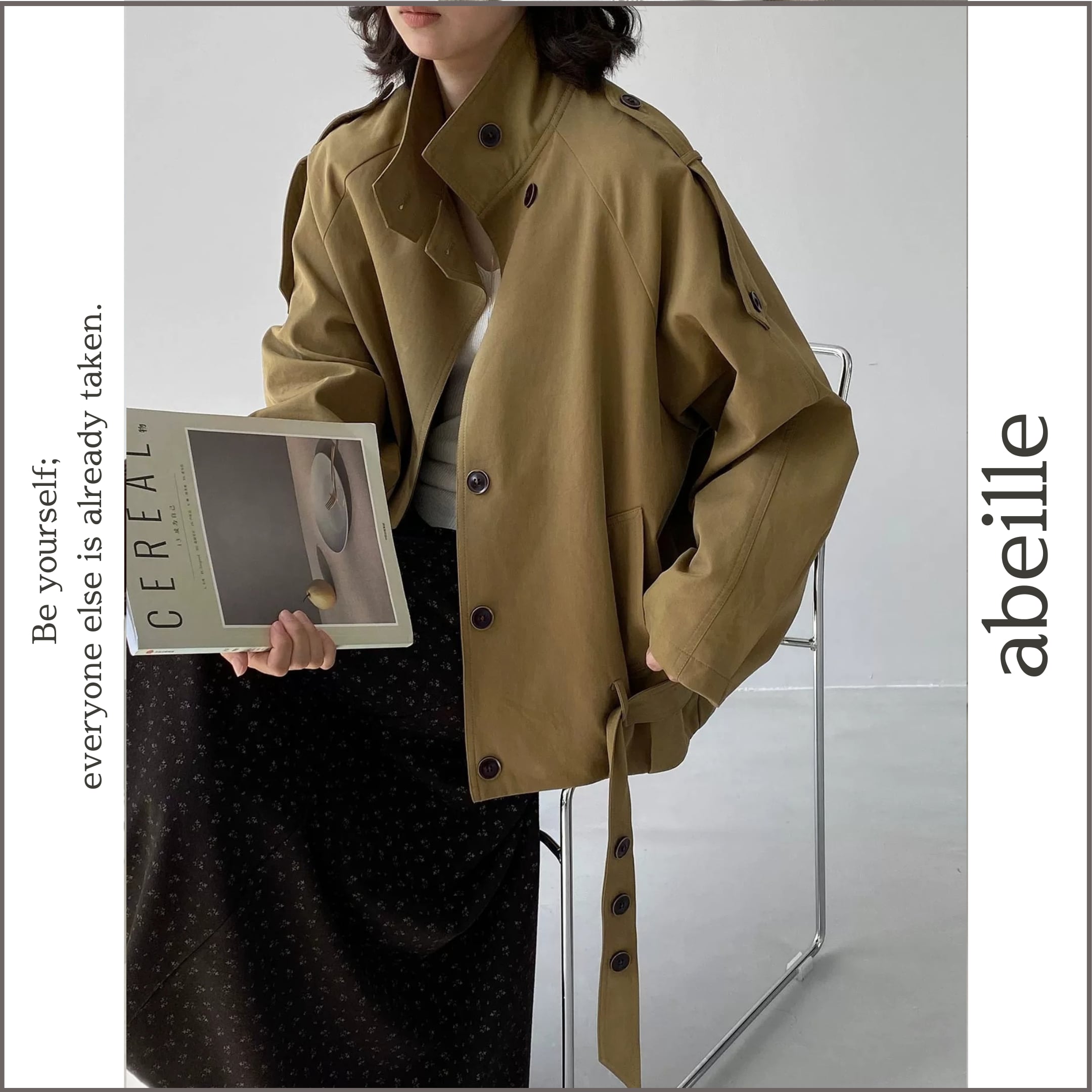 belted button jacket 14812