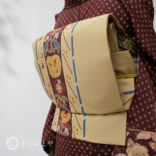 正絹ちりめん　樹皮色のなごや