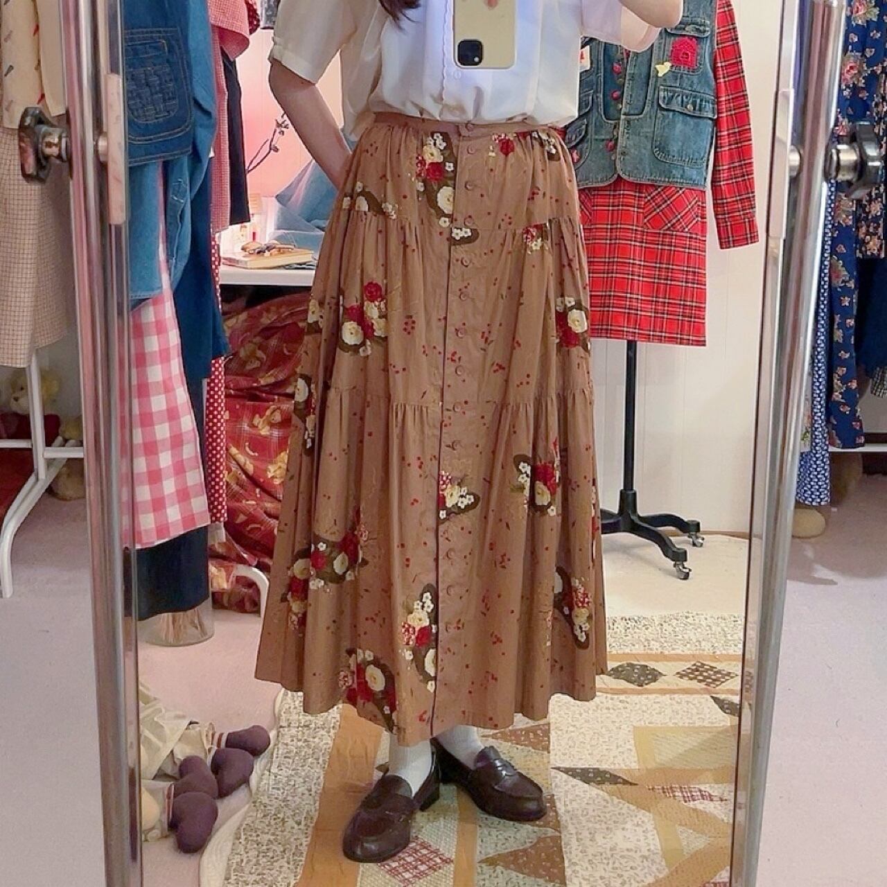 KETTY / pink purple flower tiered skirt