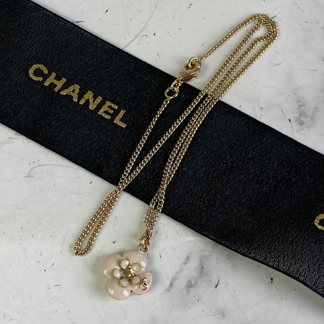【最終処分SALE】CHANEL シャネル カメリア ココマーク刻印 ネックレス ピンク K-6093
