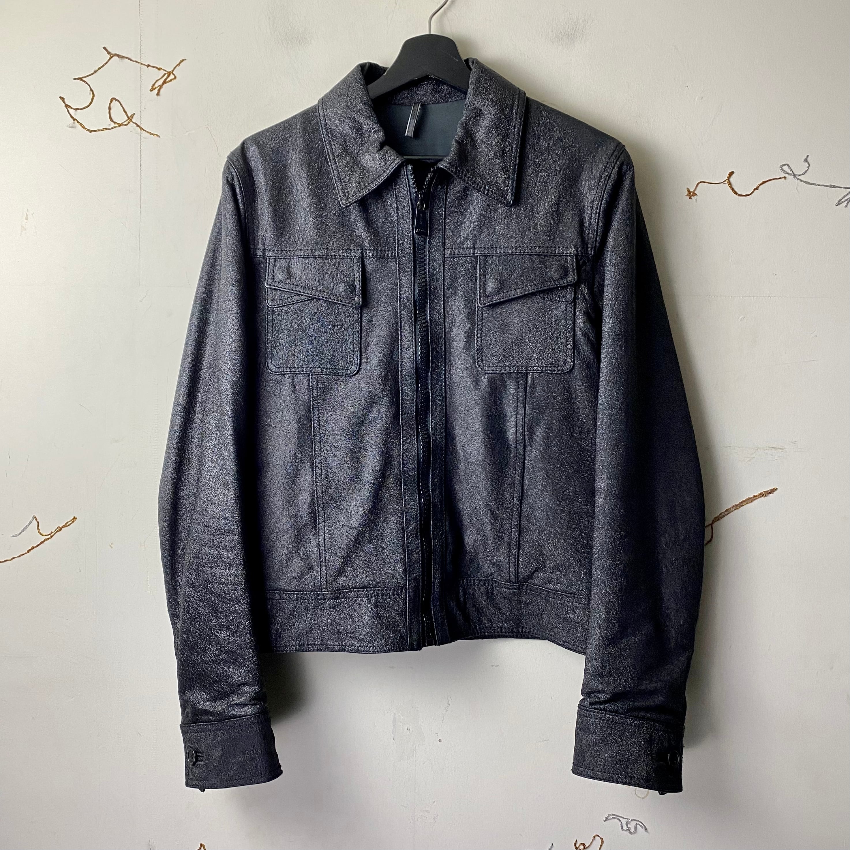 archive DIOR HOMME cross pocket destroyed leather jacket | NOIR ONLINE