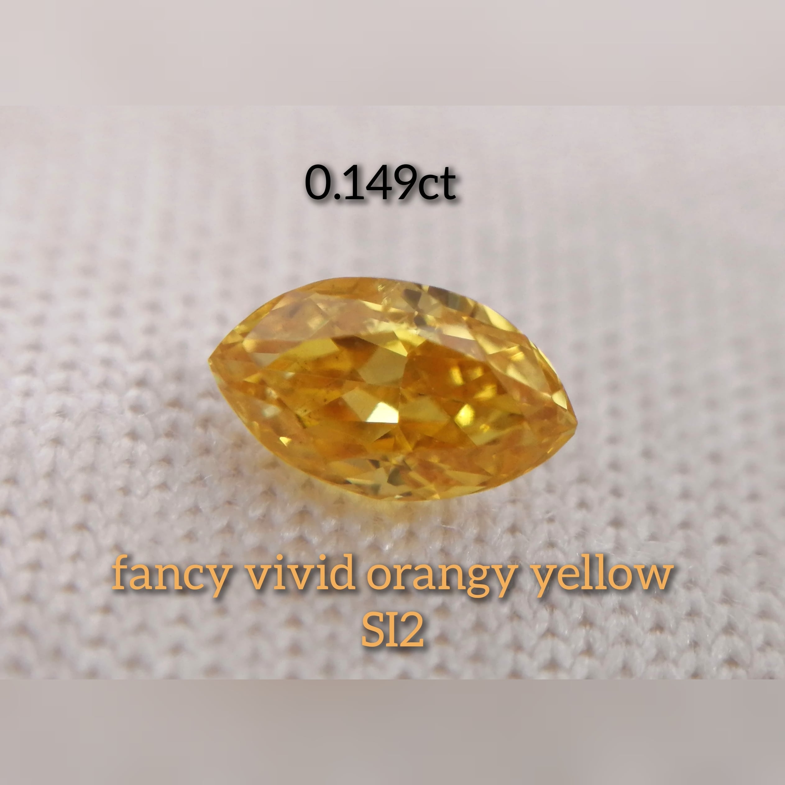 オレンジィイエローダイヤモンドルース 0.149ct fancy vivid orangy ...