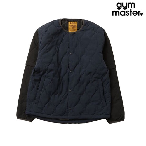 gym master ジムマスター UL-ドビー 2WAY ノーカラージャケット sorona 中綿 リップストップ ドビー 半袖 長袖 キルティングジャケット 軽量 防寒 メンズ レディース 秋冬 春 G833759 ネイビー×ブラック