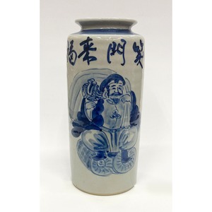 九谷焼　寸胴花瓶　8寸　大黒天
