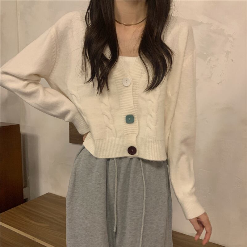 セーター オータムウィンターレースVネックショートカーディガンジャケット 秋物 冬物 1号婦人44960483527