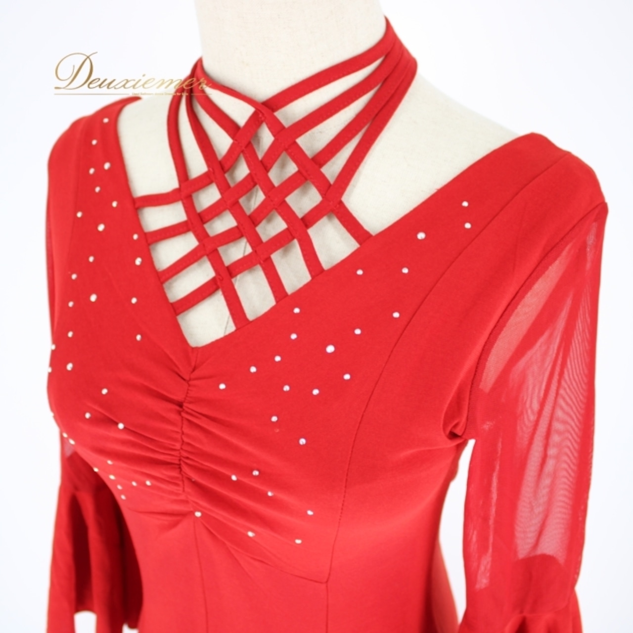 社交ダンス 衣装 スタンダード ドレス ワンピース レッスンウェア パーティドレス 赤 ラインストーン 無地 派手 レース ステージ衣装 かわいい フォーマル服 おしゃれ 着やすい かわいいドレス ダンス用ドレス フレアドレス 薄手 ディスコ 講習会 ショールベスト 袖付き 冬服 女性用 伸縮性 コスチューム ステージパフォーマンス オキャシオナルドレス 体型カバー