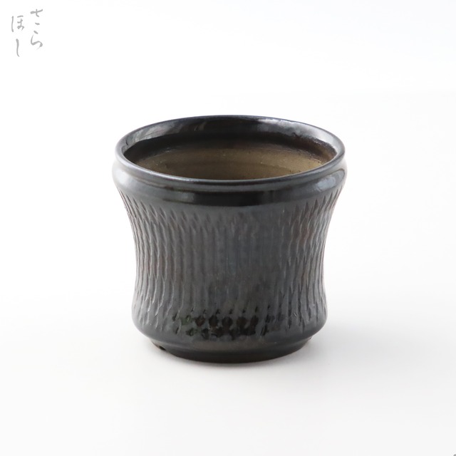 小鹿田焼 小袋窯 2寸5分植木鉢 (小) 地飛びかんな 高さ約7.5cm 陶器 和食器 民藝