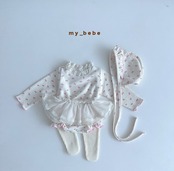 韓国子供服 / Mybebe / ワッフルレーススーツ (ボネット付き) / ベビー *S~Ⅿ*