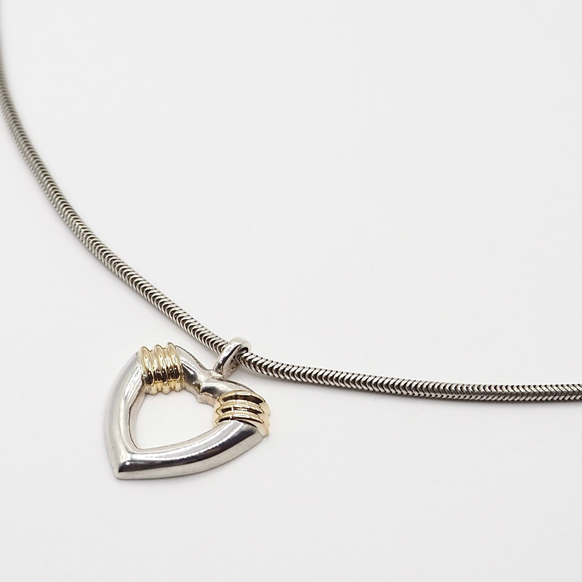 Tiffany&Co. スネークチェーン ハート コンビ ネックレス シルバー925