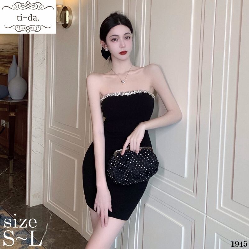No 1945 韓国ワンピース きれいめワンピース 大人可愛いワンピース タイトワンピース ニットワンピース キャバドレス ベアトップワンピース レディース Ti Da 韓国ワンピース専門店