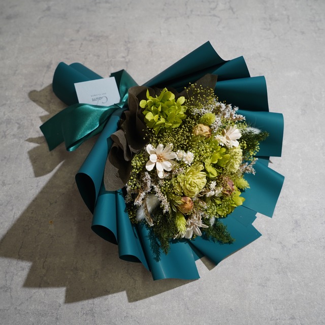 ドライフラワーの花束 Mサイズ グリーン M-492≪限定１点≫
