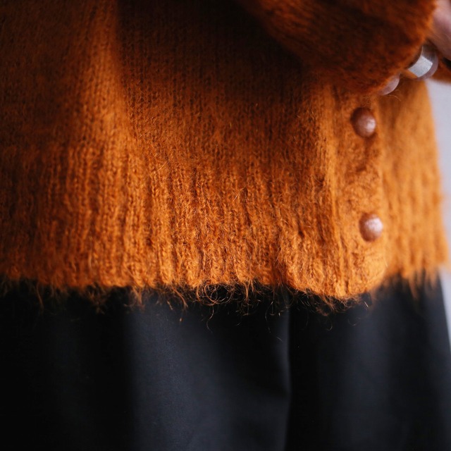 good brown color mohair knit cardigan