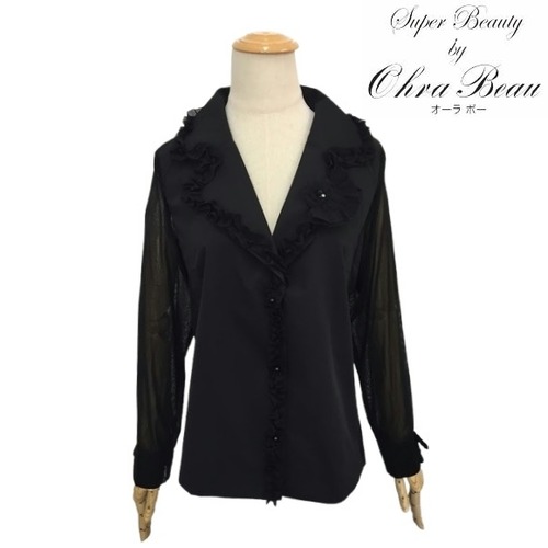 スーパービューティー ジャケット パワーネット テーラード 切替 カーディガン 2527003 ブラック 2025年秋冬 オーラボー 大人かわいい服 大人スタイル キレイメ Super Beauty レディース アパレル 女性 M L LL 30代 40代 50代 60代