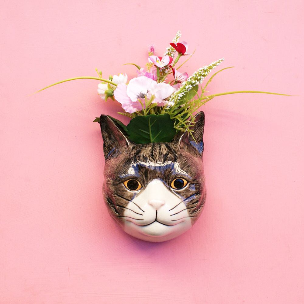 猫の壁掛け花瓶 キジ白 世界のかわいいものcikolatashop