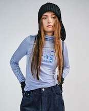 DOG AND LOVERS プリントタートルネック L/S Tシャツ (BROWN) CQ-49081