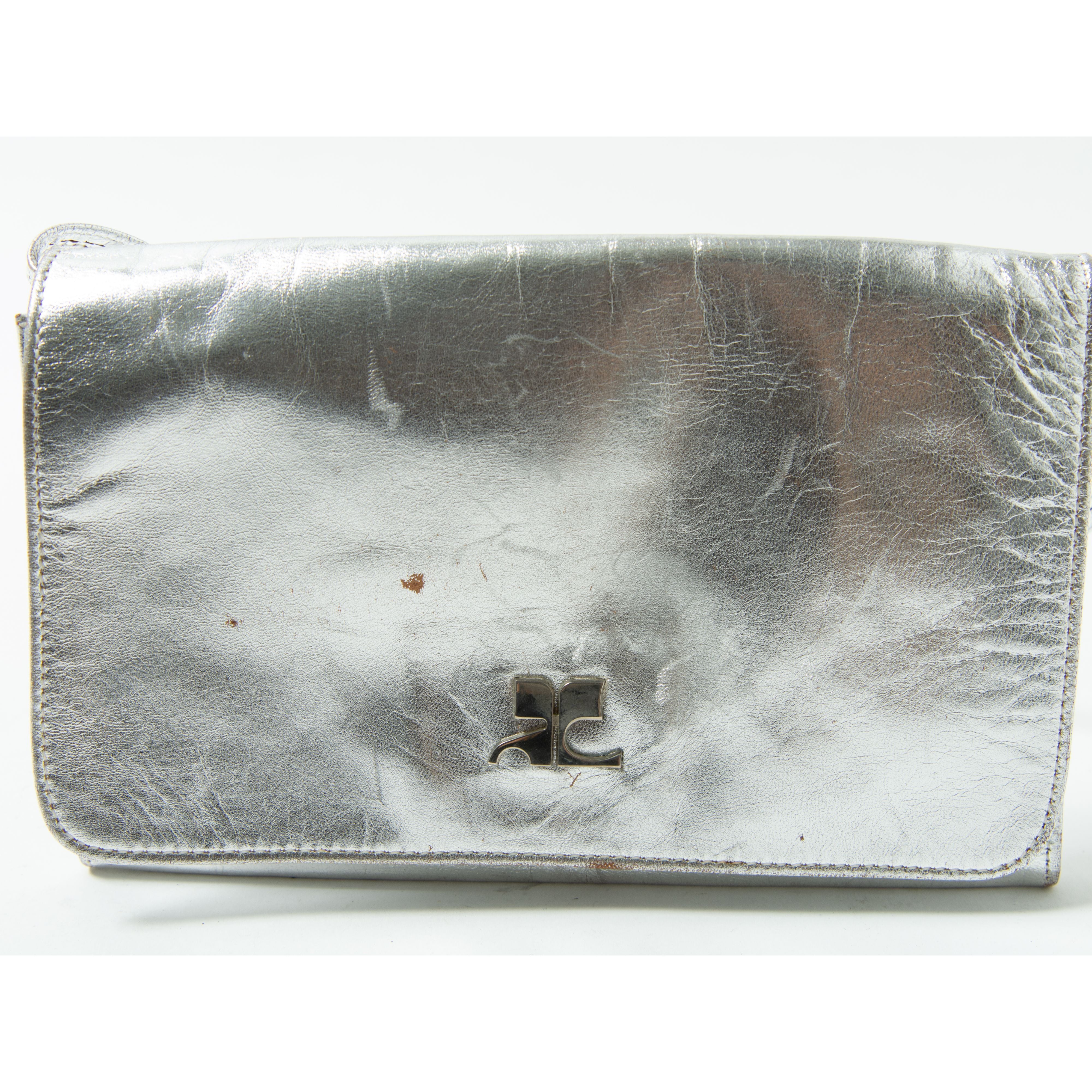 【Courreges paris】Made in France metallic leather mini bag（クレージュ フランス製 メタリック ミニハンドバッグ ）10b