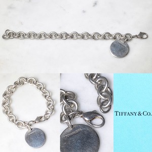 vintage TIFFANY silver link chain bracelet with circle charm