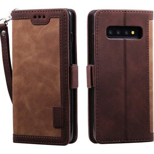 ケース Galaxy S10手帳型 高級 おしゃれ キラキラ PUレザー エンボス加工 携帯 衝撃吸収 人気 全面保護 豪華 復古 多色の連接 ファスナー 腕ひも ラインストーン クリスタル qi ワイヤレス 二層構造 スタンド フリップ カード収納 財布型カバー、かわいい ポーチ型 ユニーク 女の子 化粧鏡 耐衝撃 面白い beautycatcher - 褐色 512