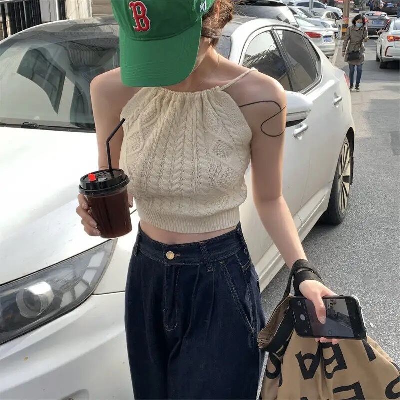 ニットホルダーネックトップス