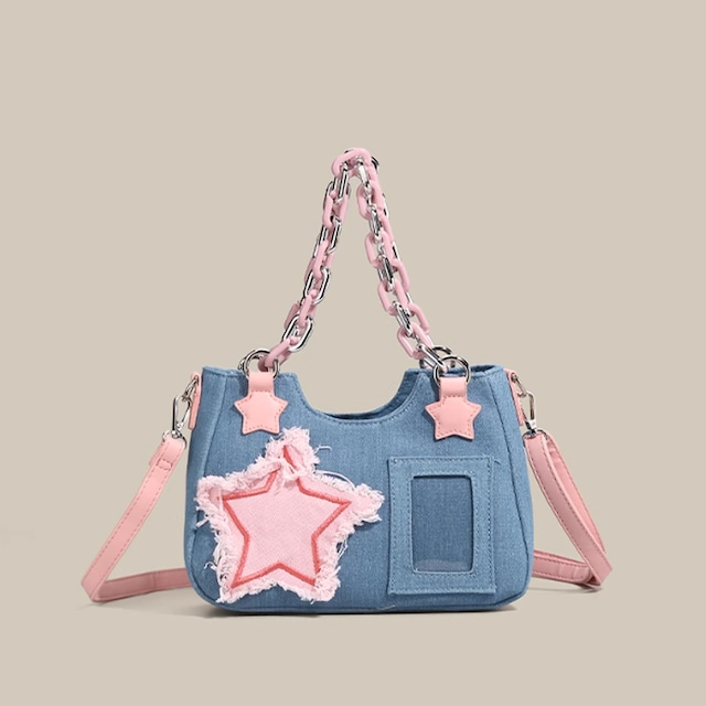 Denim Chain Shoulder Bag E6126