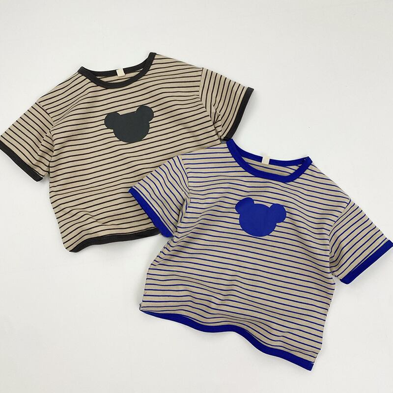 【BABY&KID】韓国風 ボーダー柄半袖tシャツ