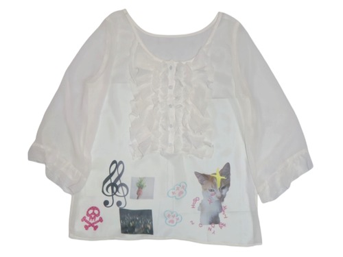 NETSU − Mixed Motif Sheer Frill Blouse