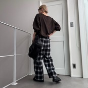 ルーズオフショルスウェットPO/ダークブラウン