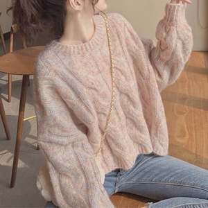 くすみカラー ミックスケーブルニット セーター K SW070