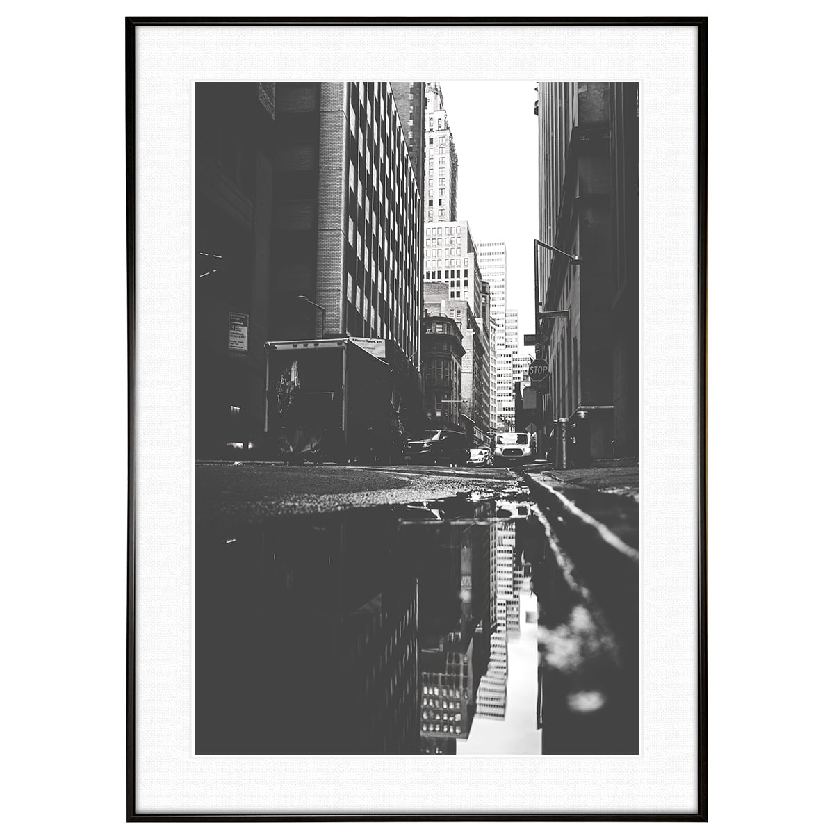 アメリカ写真 ニューヨーク マンハッタン フィナンシャル・ディストリクト インテリア モノクロアートポスター額装 AS0954