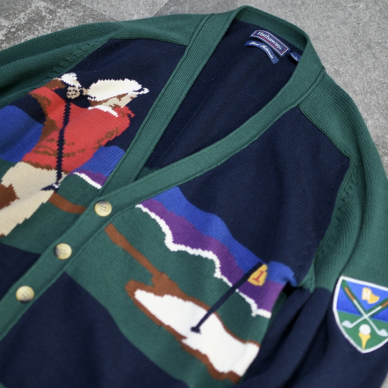 Hathaway golf design hand cardigan