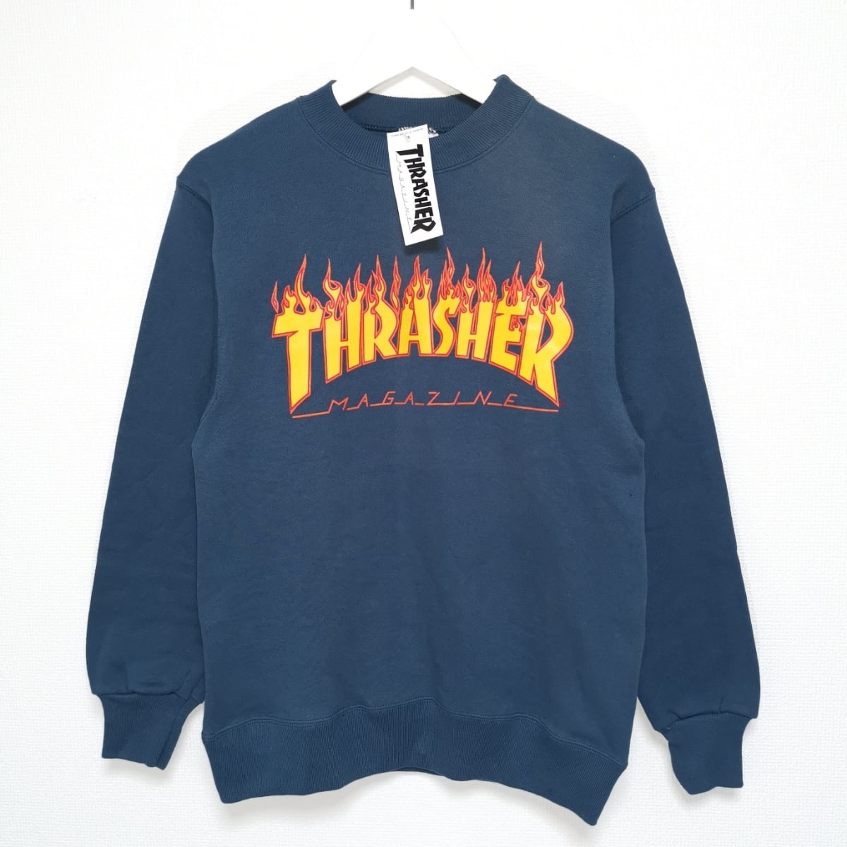 L 90s THRASHER FLAME スウェット パーカー USA製-