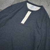henry neck long sleeve tee charcoal gray